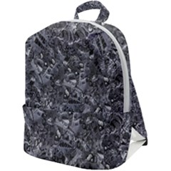 Geologic Marine Life Motif Black And White Print Zip Up Backpack by dflcprintsclothing