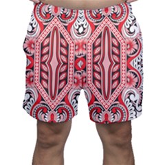 A Design Of A Red And White Pattern Men s Shorts by catchydesignhill