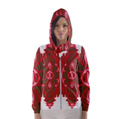 A Red And Brown Design On A White Background Women s Hooded Windbreaker by catchydesignhill