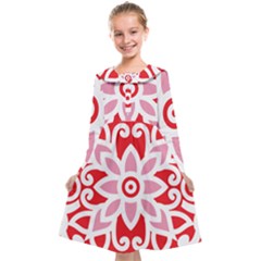 A Red And White Pattern With A Flower On It Kids  Midi Sailor Dress by catchydesignhill