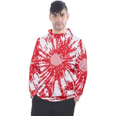 A Drawing Of A Red Flower On A White Background Men s Pullover Hoodie by catchydesignhill