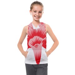 A Red Flower On A Black Background Kids  Sleeveless Hoodie by catchydesignhill