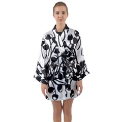 A Black And White Picture Of A Bunch Of Flowers Long Sleeve Satin Kimono by catchydesignhill