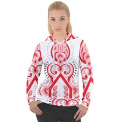 A Red And White Christmas Tree With Red Flowers Women s Overhead Hoodie by catchydesignhill