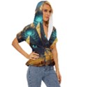 Mystic Blue Pyramid Art Lightweight Drawstring Hooded Top View3