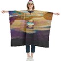 Vibrant Sunset Over Serene Lake Women s Hooded Rain Ponchos View1