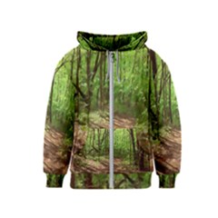 Peaceful Green Forest Walk Kids  Zipper Hoodie