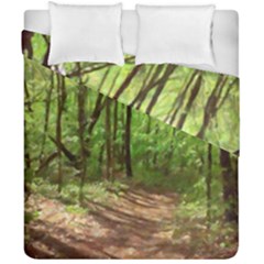 Peaceful Green Forest Walk Duvet Cover Double Side (california King Size) by ExtraAwesomeSauce
