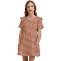 Diamond Dollar Sign Pattern Kids  Frilly Sleeves Pocket Dress View1