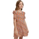 Diamond Dollar Sign Pattern Kids  Frilly Sleeves Pocket Dress View2