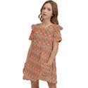 Diamond Dollar Sign Pattern Kids  Frilly Sleeves Pocket Dress View3