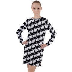 Stylish Coffee Cup Pattern Long Sleeve Hoodie Dress