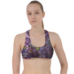 Abstract Molecular Space Art Criss Cross Racerback Sports Bra by ExtraAwesomeSauce