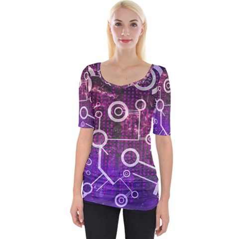 Cosmic Network Geometric Art Wide Neckline T-shirt by ExtraAwesomeSauce