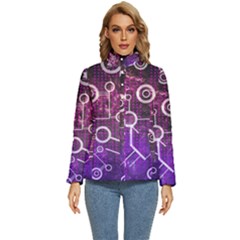 Cosmic Network Geometric Art Women s Puffer Bubble Jacket Coat