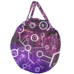 Cosmic Network Geometric Art Giant Round Zipper Tote by ExtraAwesomeSauce