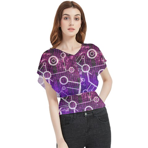 Cosmic Network Geometric Art Butterfly Chiffon Blouse by ExtraAwesomeSauce