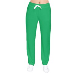 A Green Background With A White Border Women Velvet Drawstring Pants