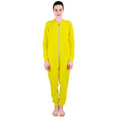 A Yellow Background With A Black Border Onepiece Jumpsuit (ladies)