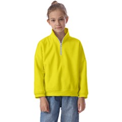 A Yellow Background With A Black Border Kids  Half Zip Hoodie by catchydesignhill