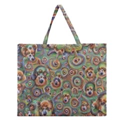 Surreal Abstract Early Ai Art Zipper Large Tote Bag by ExtraGoodSauce