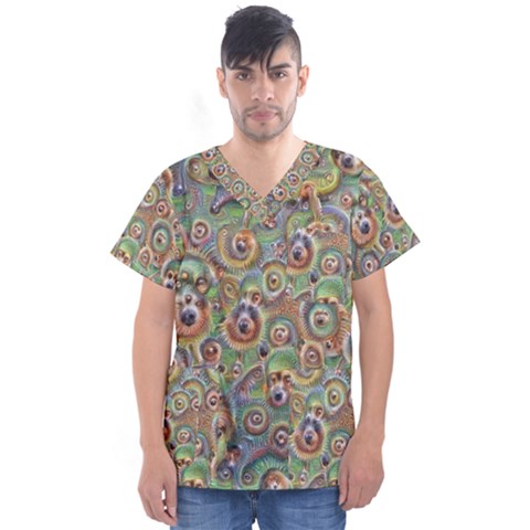 Surreal Abstract Early Ai Art Men s V-neck Scrub Top by ExtraAwesomeSauce