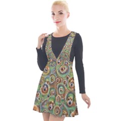 Surreal Abstract Early Ai Art Plunge Pinafore Velour Dress by ExtraAwesomeSauce