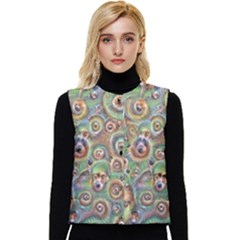 Surreal Abstract Early Ai Art Women s Button Up Puffer Vest by ExtraAwesomeSauce