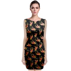 Regal Eagle Pattern Sleeveless Velvet Midi Dress