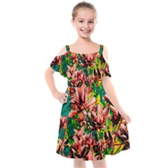 Abstract Floral Artwork Kids  Cut Out Shoulders Chiffon Dress by ExtraAwesomeSauce