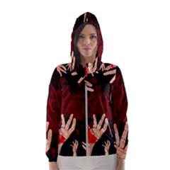 Horror Themed Bloody Hands Women s Hooded Windbreaker