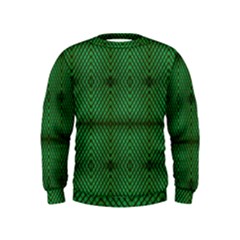 Green Diamond Grid Pattern Kids  Sweatshirt