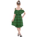 Green Diamond Grid Pattern Kids  Cut Out Shoulders Chiffon Dress View2