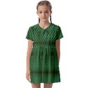 Green Diamond Grid Pattern Kids  Asymmetric Collar Dress View1