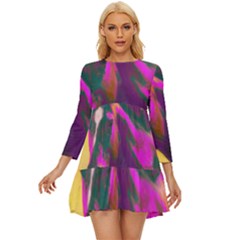 Vibrant Abstract Equine Art Long Sleeve Babydoll Dress by ExtraAwesomeSauce