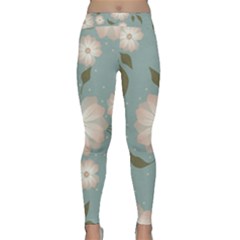 Flora Floral Flower Flowers Pattern Classic Yoga Leggings by Apenda