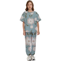 Flora Floral Flower Flowers Pattern Kids  T-shirt And Pants Sports Set by Apenda