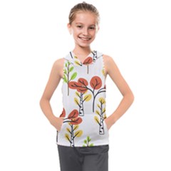 Tree Auntumn Leaf Kids  Sleeveless Hoodie