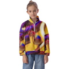 Vibrant Forked-tongue Snake Art Kids  Half Zip Hoodie by ExtraGoodSauce