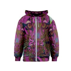 Pink And Purple Leopard Kids  Zipper Hoodie