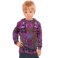 Pink And Purple Leopard Kids  Hooded Pullover by ExtraGoodSauce