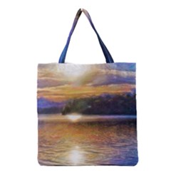 Serene Sunset Over Water Grocery Tote Bag by ExtraAwesomeSauce