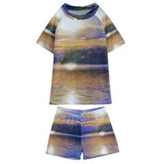 Serene Sunset Over Water Kids  Swim T-shirt And Shorts Set by ExtraGoodSauce