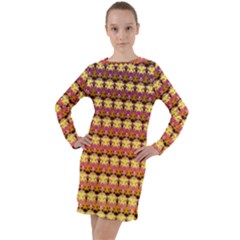 Gradient Lion Head Pattern Long Sleeve Hoodie Dress by ExtraGoodSauce