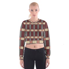 Modern Art Geometric Pattern In Red Hues Cropped Sweatshirt by ExtraGoodSauce