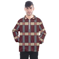 Modern Art Geometric Pattern In Red Hues Men s Half Zip Pullover by ExtraAwesomeSauce