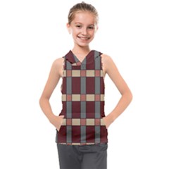 Modern Art Geometric Pattern In Red Hues Kids  Sleeveless Hoodie by ExtraAwesomeSauce