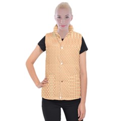 An Orange And White Background With A Pattern Women s Button Up Vest by catchydesignhill