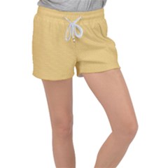 An Orange And Yellow Background With Circles Women s Velour Lounge Shorts by catchydesignhill