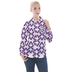 Purple, Textile, Organism, Violet, Art, Font, Magenta, Symmetry, Circle, Pattern Women s Long Sleeve Pocket Shirt